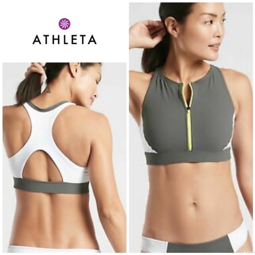 Women's Athleta Color Block Zip Swim Top size M